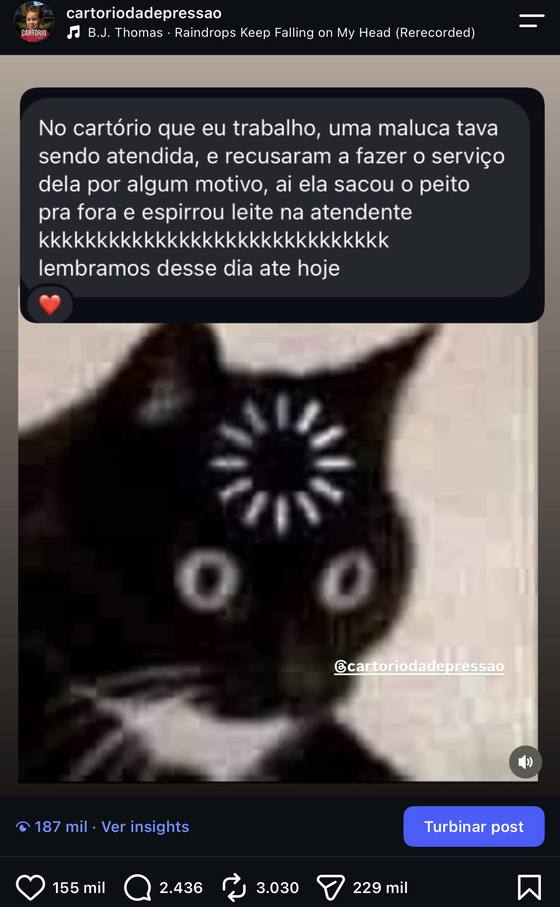 Post da página com 229 mil compartilhamentos